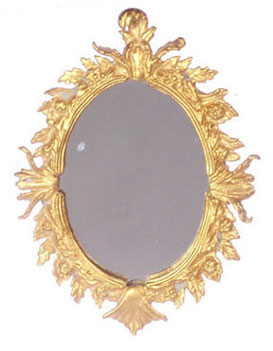 Dollhouse Miniature Oval Antique Mirror, Antique